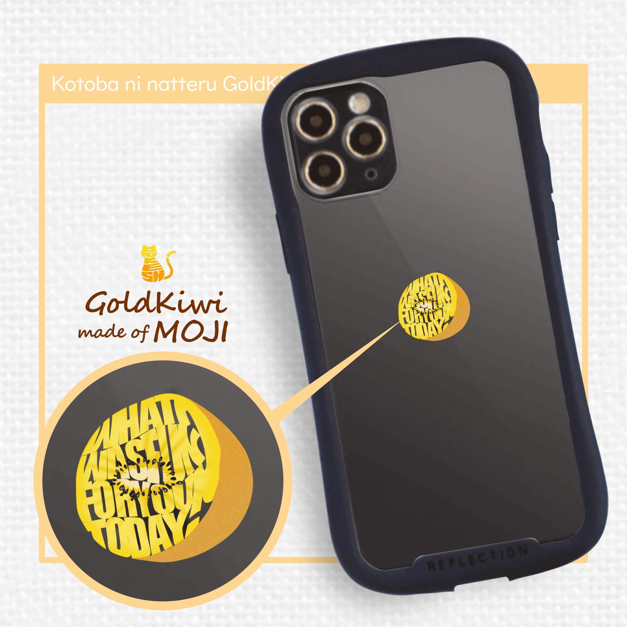 言葉になってるゴールドキウイフルーツiPhoneクリアグリップケース1枚目の画像